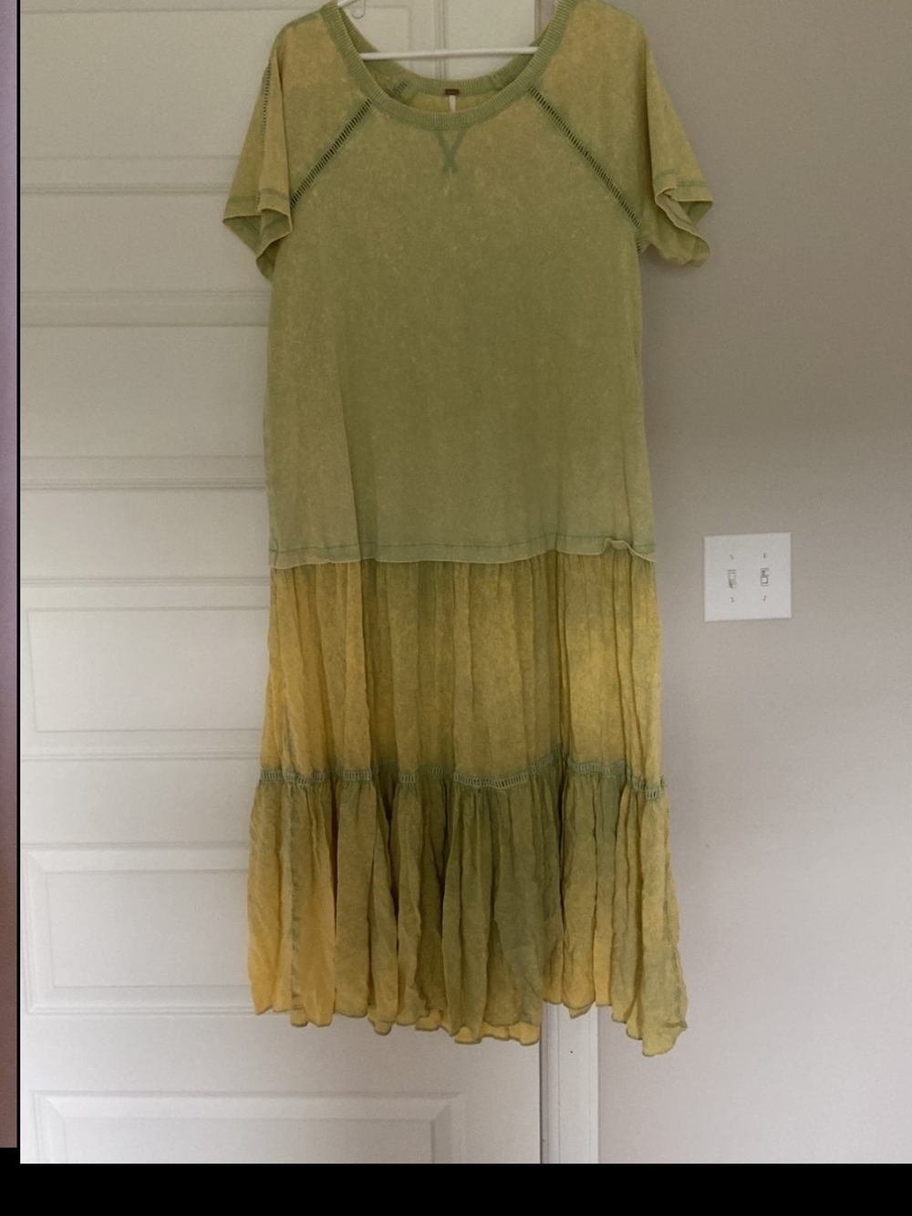 Free People Washed Sage & Pale Yellow Crewneck Sweatshirt